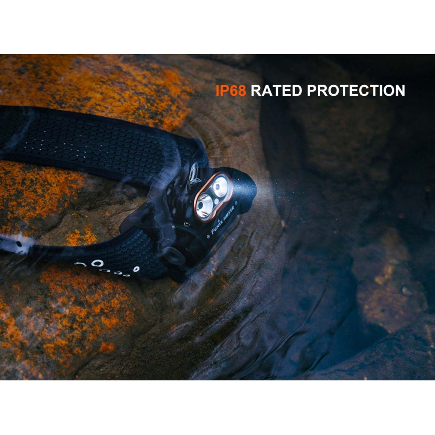 Fenix HM55RABL - Lampada frontale ricaricabile a LED dimmerabile LED/USB/1xCR123A 1600 mAh IP68 1200 lm 141,2 h nera