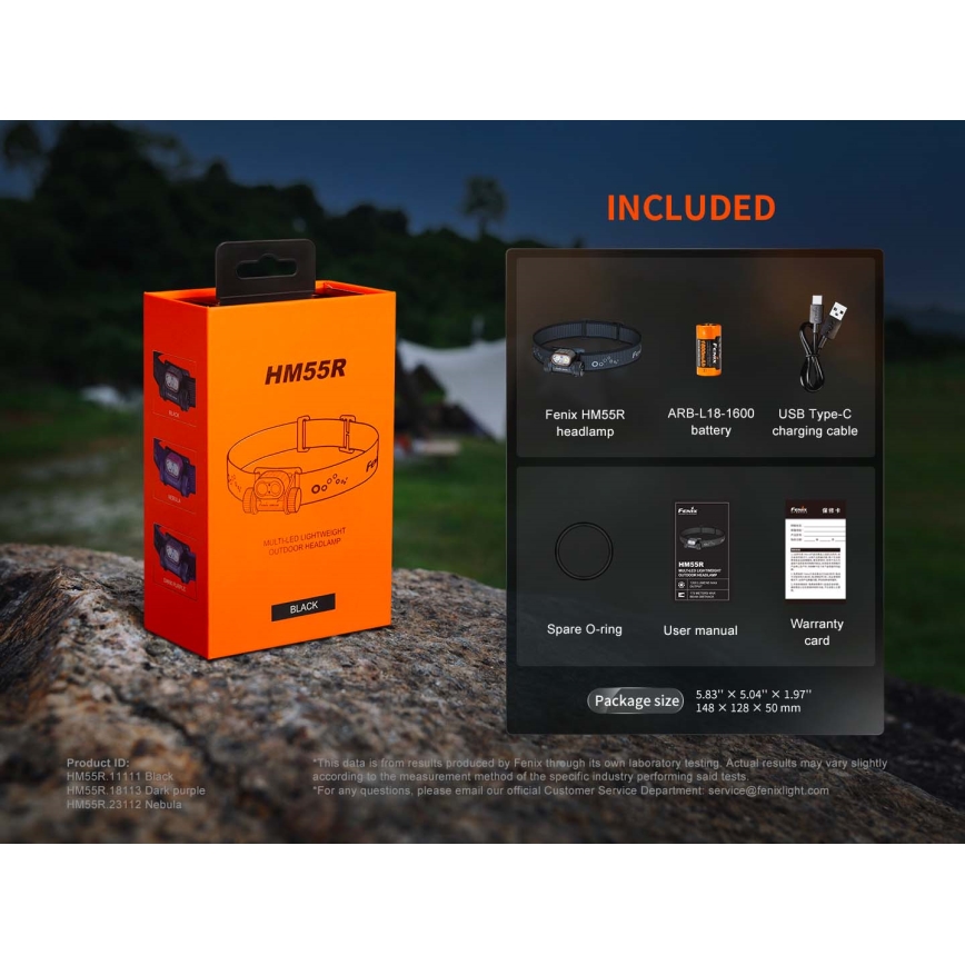 Fenix HM55RABL - Lampada frontale ricaricabile a LED dimmerabile LED/USB/1xCR123A 1600 mAh IP68 1200 lm 141,2 h nera