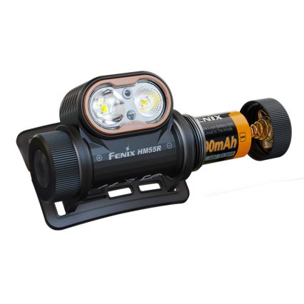 Fenix HM55RABL - Lampada frontale ricaricabile a LED dimmerabile LED/USB/1xCR123A 1600 mAh IP68 1200 lm 141,2 h nera