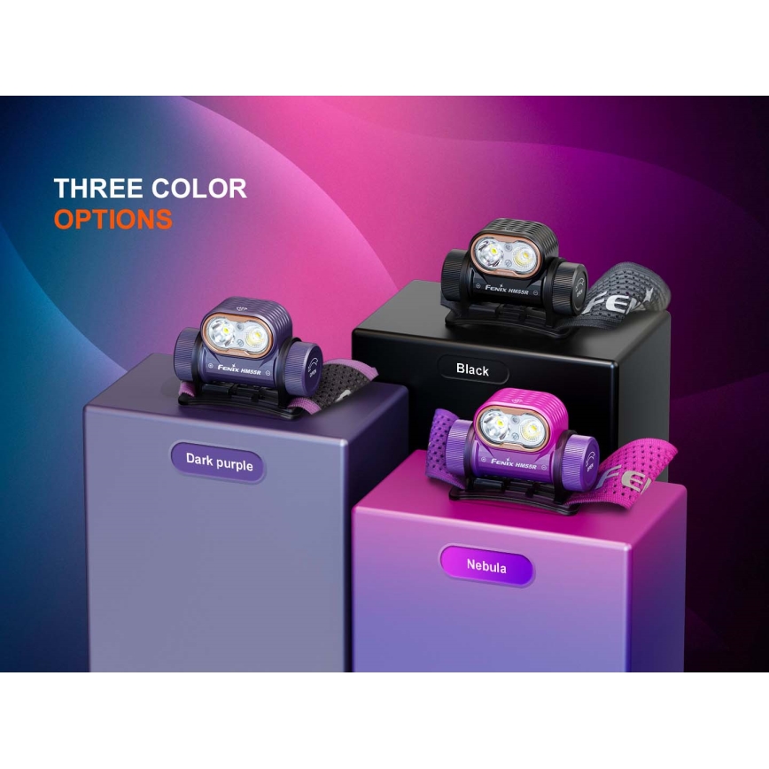 Fenix HM55RNBL - Torcia frontale ricaricabile dimmerabile LED/USB/1xCR123A 1600 mAh IP68 1200 lm 141,2 h viola