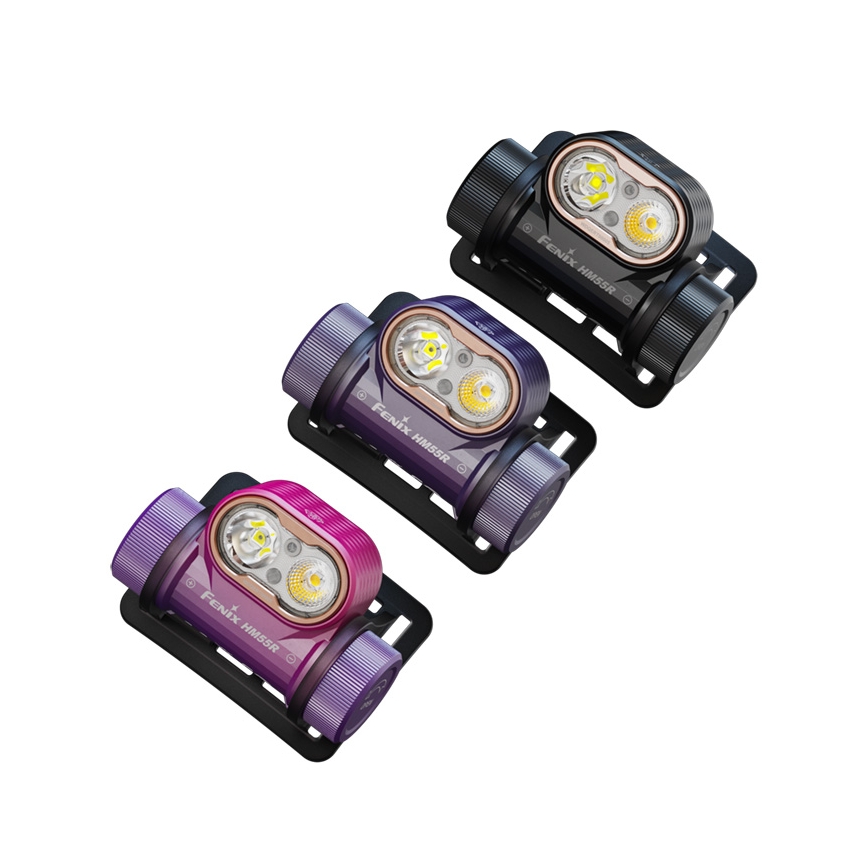 Fenix HM55RNBL - Torcia frontale ricaricabile dimmerabile LED/USB/1xCR123A 1600 mAh IP68 1200 lm 141,2 h viola