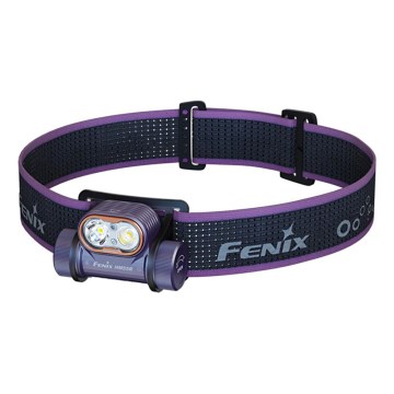 Fenix HM55RPRP - Lampada frontale ricaricabile a LED a intensità regolabile LED/USB/1xCR123A 1600 mAh IP68 1200 lm 141,2 h viola/nero