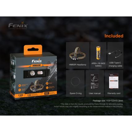 Fenix HM60R - LED Dimmerabile ricaricabile lampada da testa 4xLED/USB/2xCR123A IP68 1300 lucente 300 h 3400 mAh