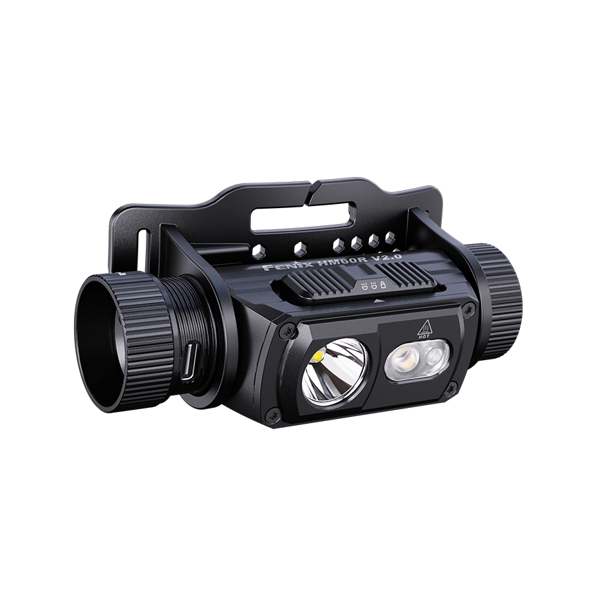 Fenix HM60RV20 - Lampada frontale ricaricabile a LED dimmerabile USB 4000 mAh IP68 1600 lm 292 ore arancione