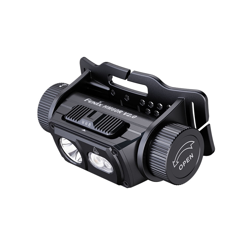 Fenix HM60RV20 - Lampada frontale ricaricabile a LED dimmerabile USB 4000 mAh IP68 1600 lm 292 ore arancione