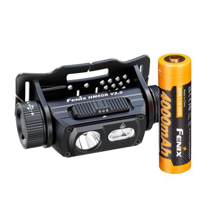 Fenix HM60RV20 - Lampada frontale ricaricabile a LED dimmerabile USB 4000 mAh IP68 1600 lm 292 ore arancione