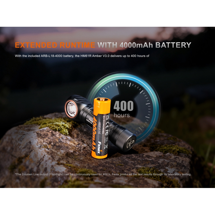 Fenix HM61RV30 - Torcia frontale ricaricabile LED dimmerabile LED/USB/1xCR123A 4000 mAh IP68 1800 lm 400 h nera