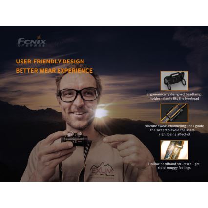 Fenix HM65R - Lampada frontale LED ricaricabile 2xLED/USB/2xCR123A IP68 1400 lucente 300 h 3400 mAh