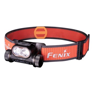 Fenix HM65RTV20BLC- LED Dimmerabile ricaricabile lampada da testa LED/USB IP68 3400 mAh nero/arancione