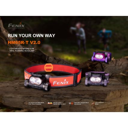 Fenix HM65RTV20BLC- LED Dimmerabile ricaricabile lampada da testa LED/USB/2xCR123A IP68 3400 mAh nero/arancione