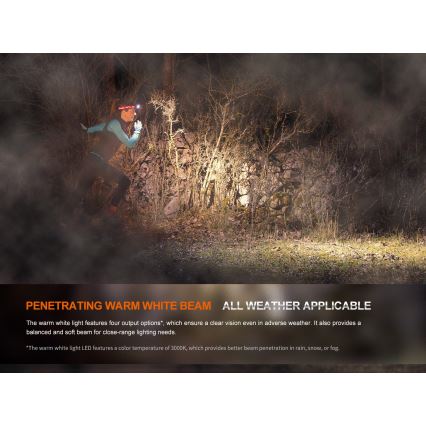 Fenix HM65RTV20BLC- LED Dimmerabile ricaricabile lampada da testa LED/USB/2xCR123A IP68 3400 mAh nero/arancione