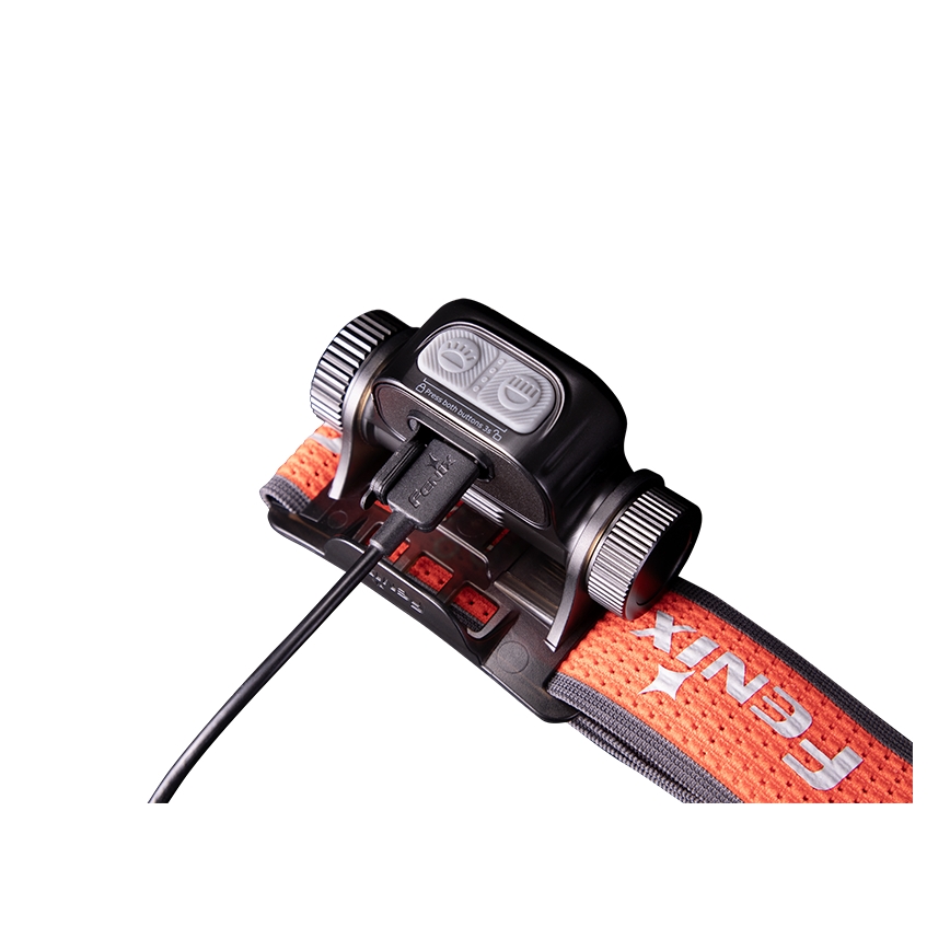 Fenix HM65RTV20BLC- LED Dimmerabile ricaricabile lampada da testa LED/USB/2xCR123A IP68 3400 mAh nero/arancione