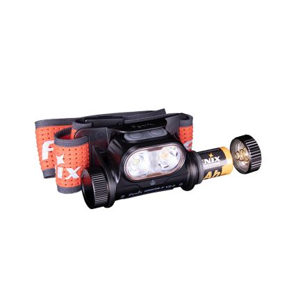 Fenix HM65RTV20BLC- LED Dimmerabile ricaricabile lampada da testa LED/USB/2xCR123A IP68 3400 mAh nero/arancione