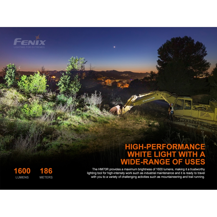 Fenix HM70R - Lampada frontale LED ricaricabile 4xLED/1x21700 IP68 1600 lucente 800 h 5000 mAh