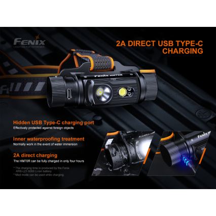 Fenix HM70R - Lampada frontale LED ricaricabile 4xLED/1x21700 IP68 1600 lucente 800 h 5000 mAh