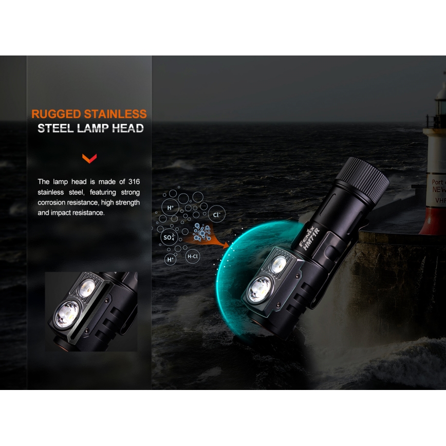 Fenix HM71R - Lampada frontale LED ricaricabile LED/USB IP68 2700 lm 400 h