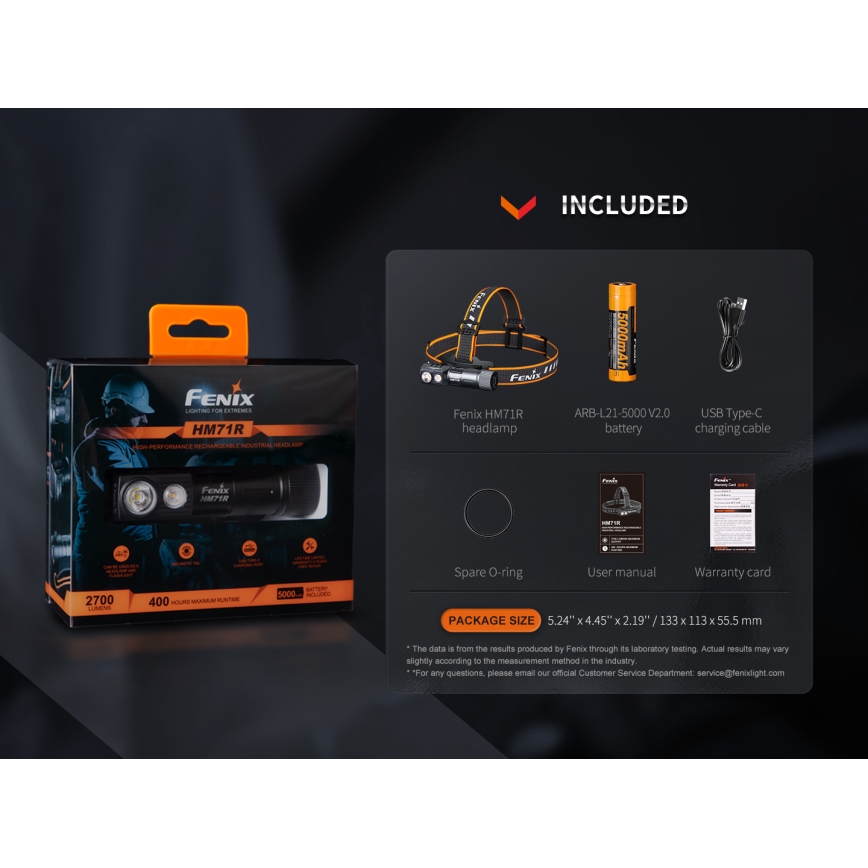 Fenix HM71R - Lampada frontale LED ricaricabile LED/USB IP68 2700 lm 400 h