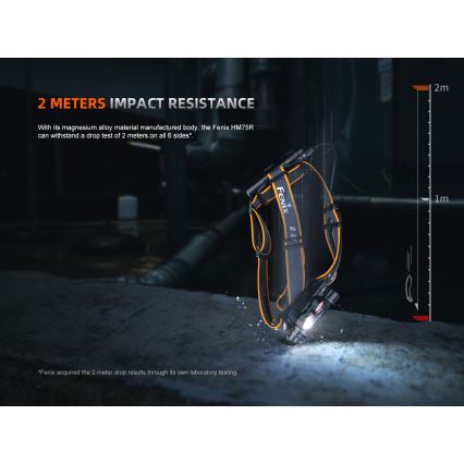 Fenix HM75RTOPAZ - Lampada frontale ricaricabile a LED Dimmerabile LED/USB IP68 1600 shiny 210 h 4000 mAh