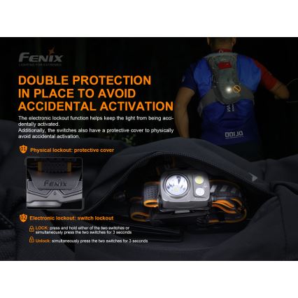Fenix HP16R1250 - Lampada frontale LED ricaricabile 3xLED/USB 4xAA IP66 1250 lm 600 h 3000 mAh