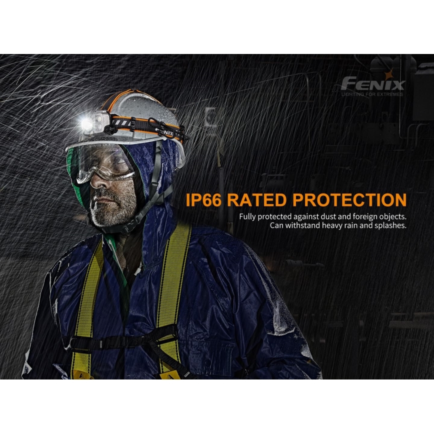Fenix HP16R1250 - Lampada frontale LED ricaricabile 3xLED/USB 4xAA IP66 1250 lm 600 h 3000 mAh