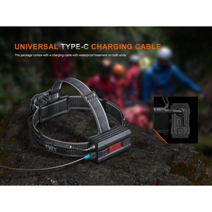 Fenix HP35R - Torcia frontale a LED dimmerabile, ricaricabile via USB, batteria 5000 mAh, grado di protezione IP66, 4000 lm, autonomia fino a 500 ore, nera