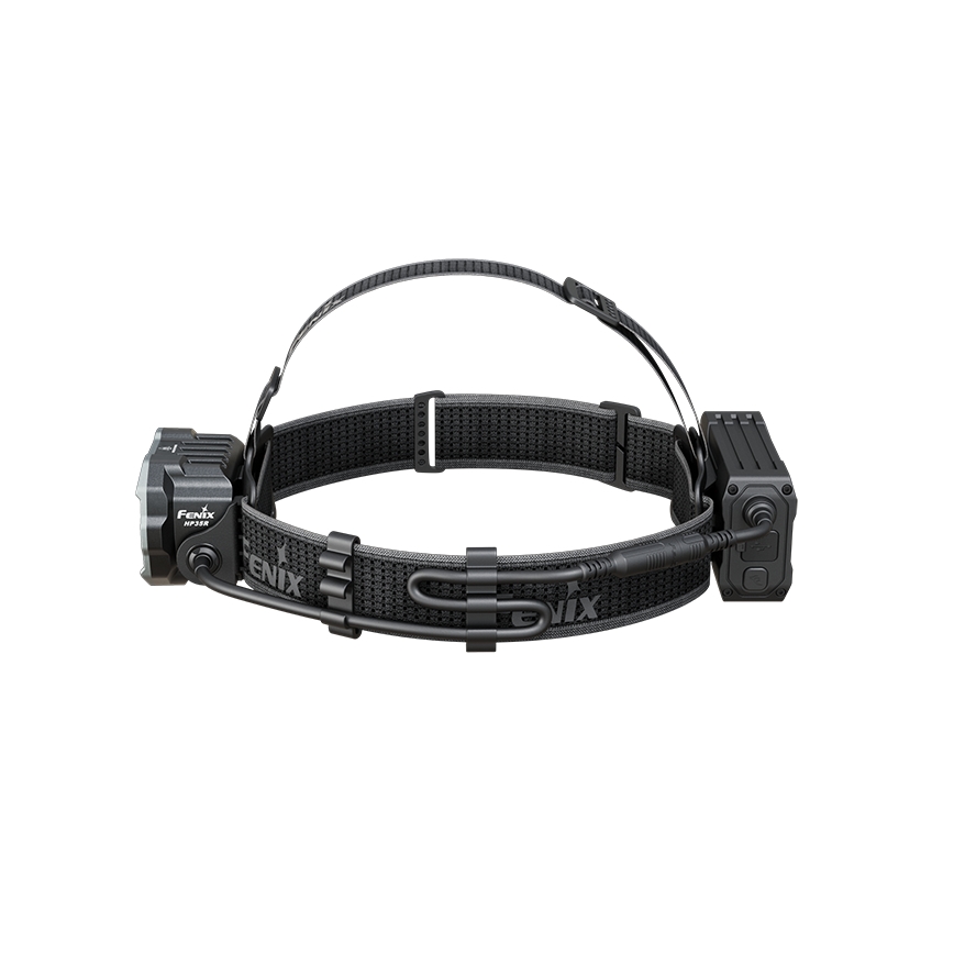 Fenix HP35R - Torcia frontale a LED dimmerabile, ricaricabile via USB, batteria 5000 mAh, grado di protezione IP66, 4000 lm, autonomia fino a 500 ore, nera