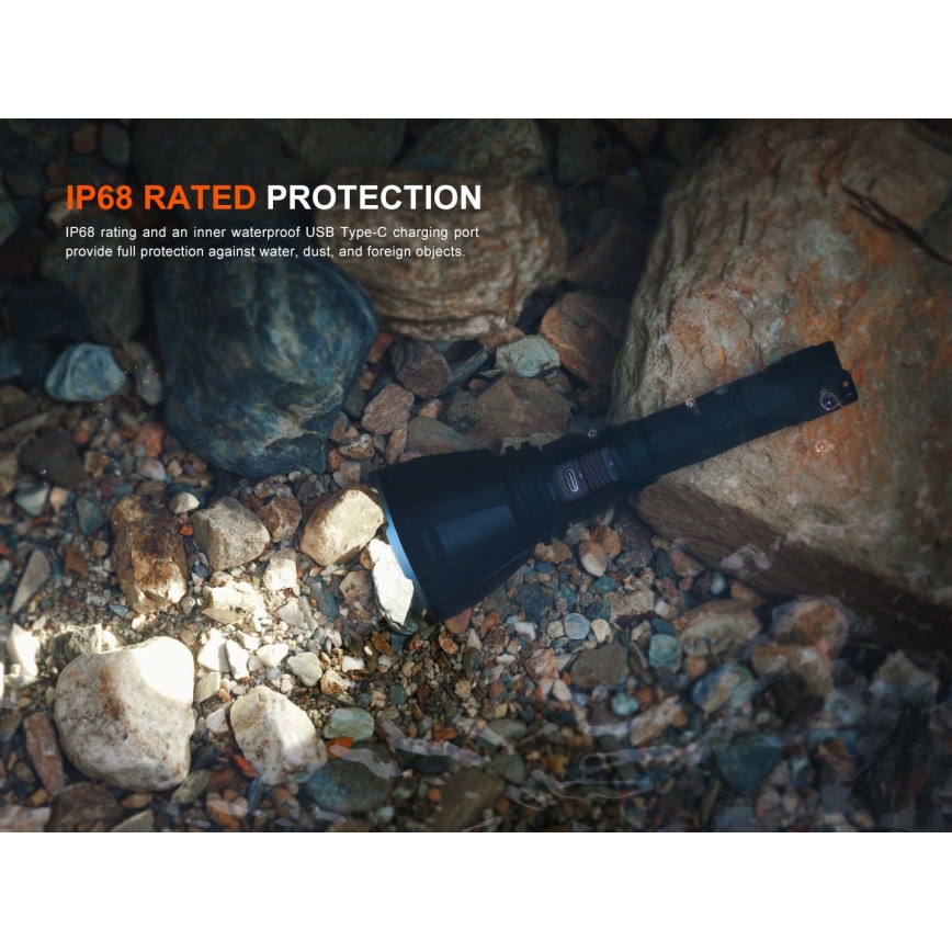 Fenix HT18RV20 - Torcia ricaricabile LED dimmerabile LED/USB 6000 mAh IP68 3700 lm 87 h nera