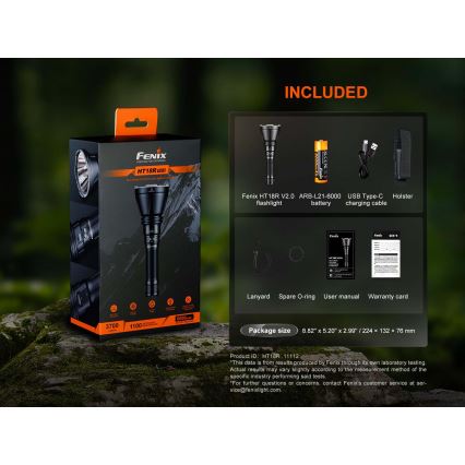 Fenix HT18RV20 - Torcia ricaricabile LED dimmerabile LED/USB 6000 mAh IP68 3700 lm 87 h nera