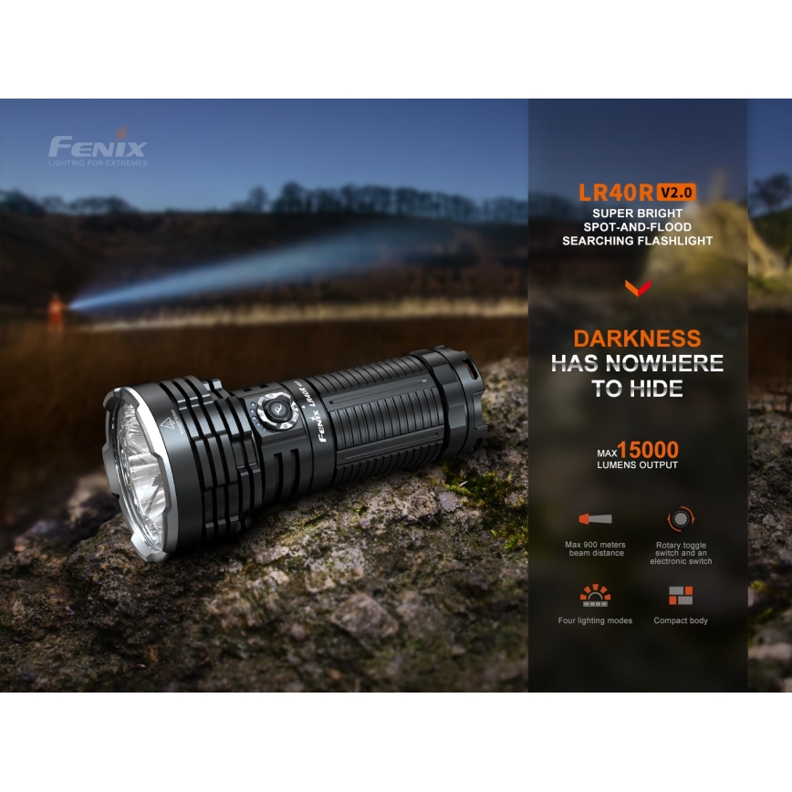 Fenix LR40RV20 - Torcia LED ricaricabile LED/USB IP68 15000 lm 177 h 5000 mAh