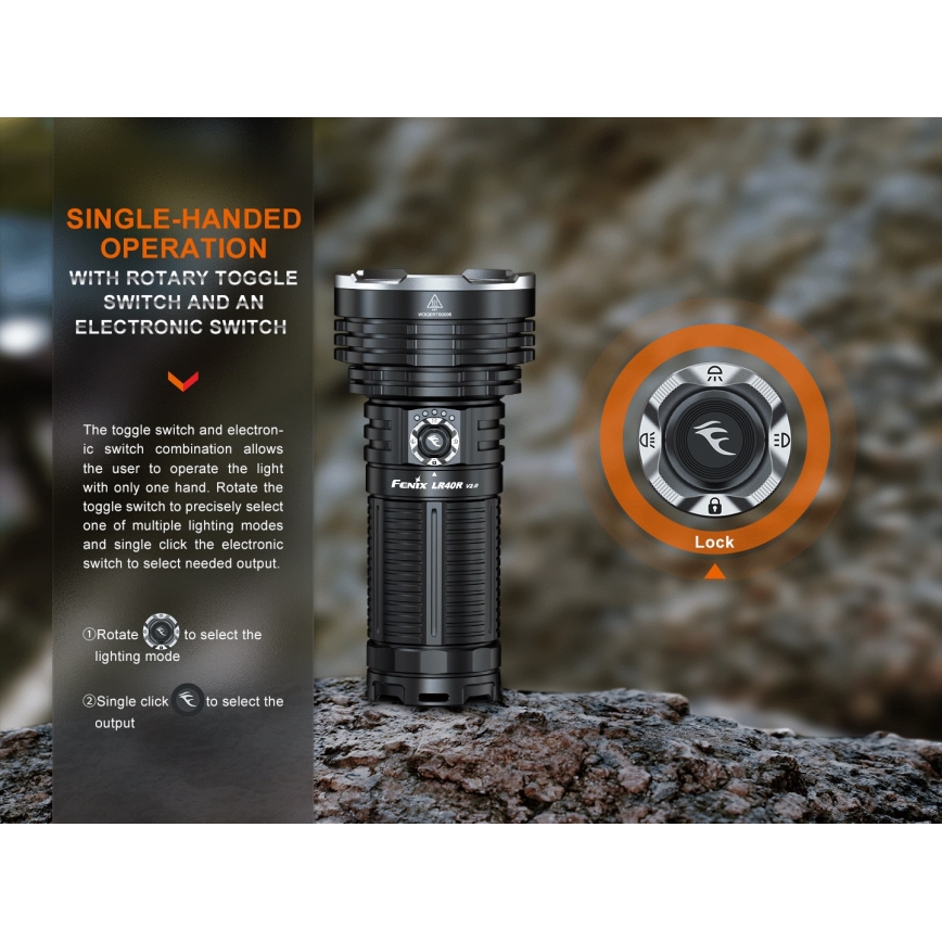 Fenix LR40RV20 - Torcia LED ricaricabile LED/USB IP68 15000 lm 177 h 5000 mAh