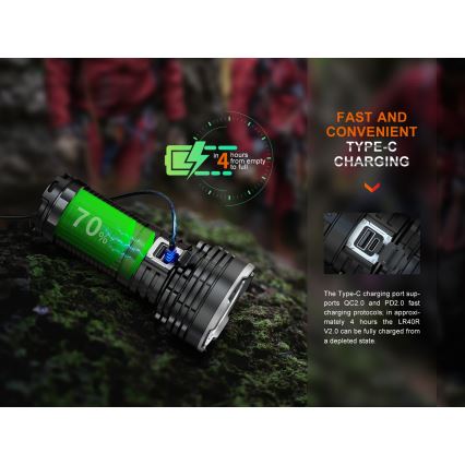 Fenix LR40RV20 - Torcia LED ricaricabile LED/USB IP68 15000 lm 177 h 5000 mAh