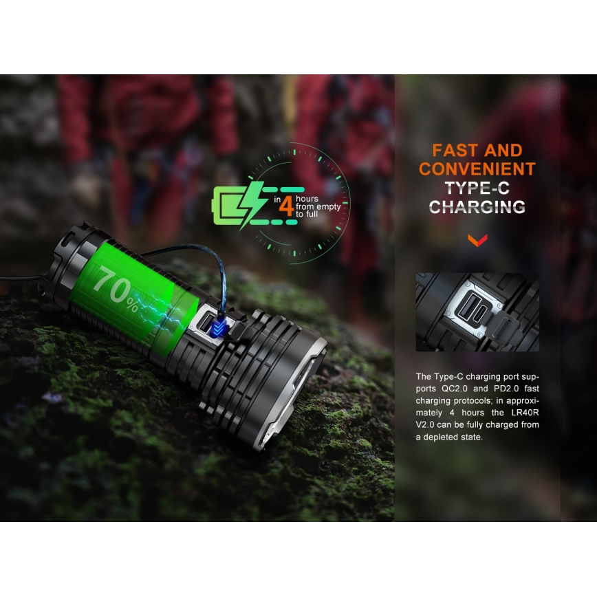 Fenix LR40RV20 - Torcia LED ricaricabile LED/USB IP68 15000 lm 177 h 5000 mAh