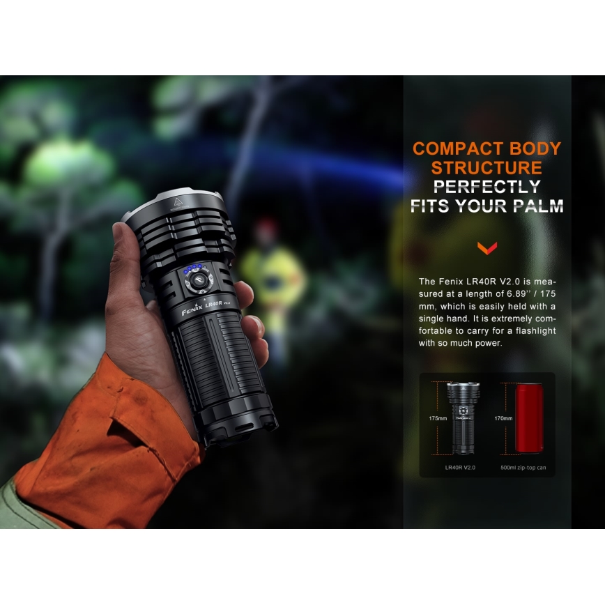 Fenix LR40RV20 - Torcia LED ricaricabile LED/USB IP68 15000 lm 177 h 5000 mAh