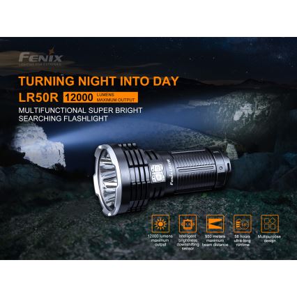 Fenix LR50R - Torcia LED ricaricabile 4xLED/USB IP68