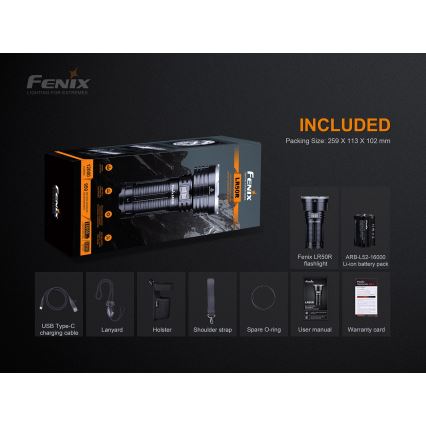 Fenix LR50R - Torcia LED ricaricabile 4xLED/USB IP68