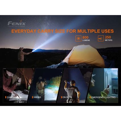 Fenix PD25R - Torcia LED ricaricabile LED/USB/1xCR123A IP68 800 lm 70 h 700 mAh