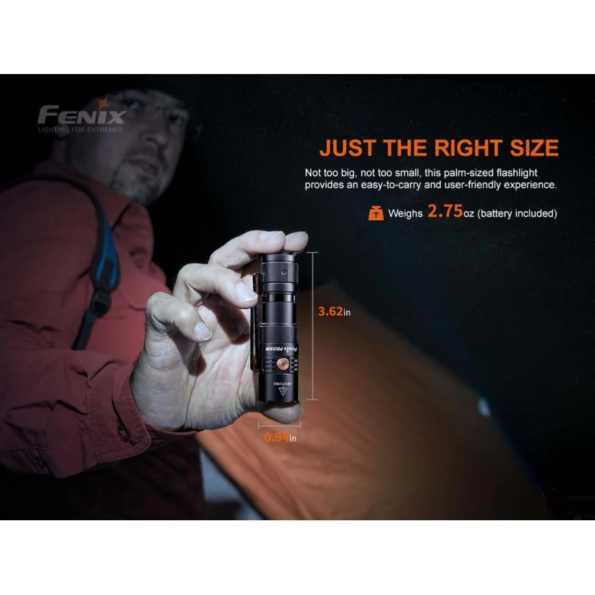 Fenix PD25R - Torcia LED ricaricabile LED/USB/1xCR123A IP68 800 lm 70 h 700 mAh