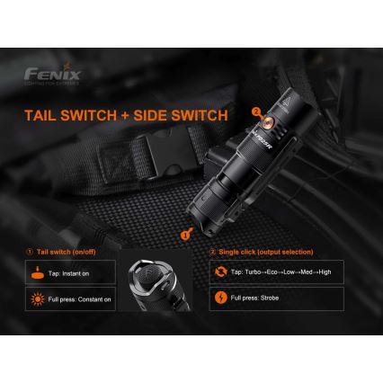 Fenix PD25R - Torcia LED ricaricabile LED/USB/1xCR123A IP68 800 lm 70 h 700 mAh