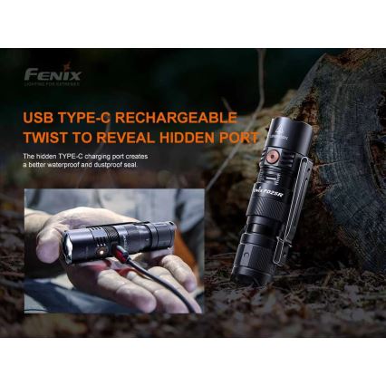 Fenix PD25R - Torcia LED ricaricabile LED/USB/1xCR123A IP68 800 lm 70 h 700 mAh