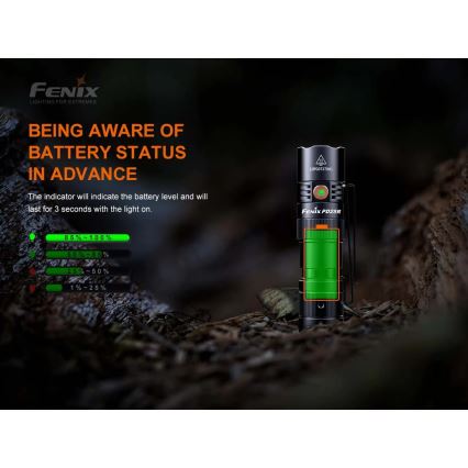 Fenix PD25R - Torcia LED ricaricabile LED/USB/1xCR123A IP68 800 lm 70 h 700 mAh