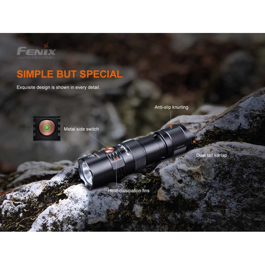 Fenix PD25R - Torcia LED ricaricabile LED/USB/1xCR123A IP68 800 lm 70 h 700 mAh