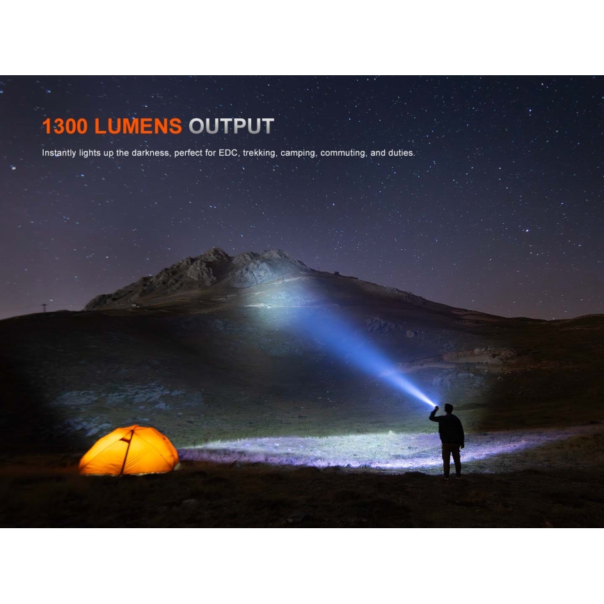Fenix PD26RACE - Torcia LED ricaricabile dimmerabile LED/USB 1600 mAh IP68 1300 lm 556 h nero