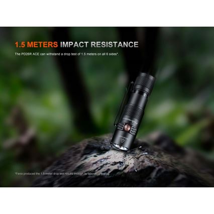 Fenix PD26RACE - Torcia LED ricaricabile dimmerabile LED/USB 1600 mAh IP68 1300 lm 556 h nero
