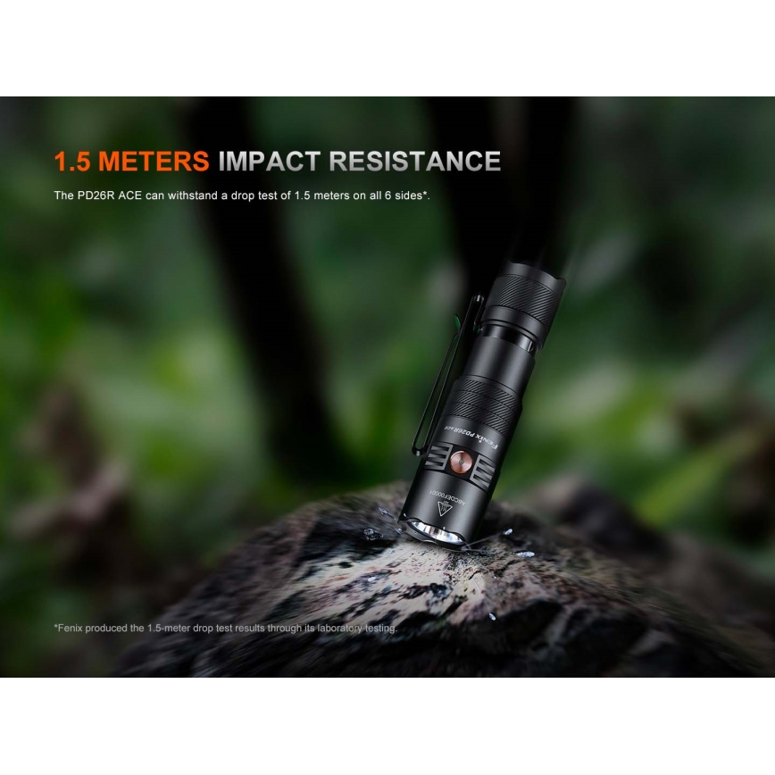 Fenix PD26RACE - Torcia LED ricaricabile dimmerabile LED/USB 1600 mAh IP68 1300 lm 556 h nero