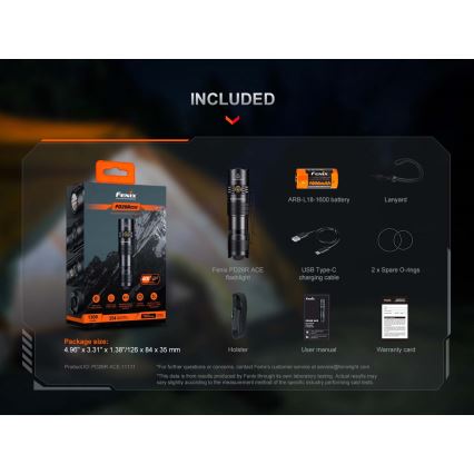Fenix PD26RACE - Torcia LED ricaricabile dimmerabile LED/USB 1600 mAh IP68 1300 lm 556 h nero