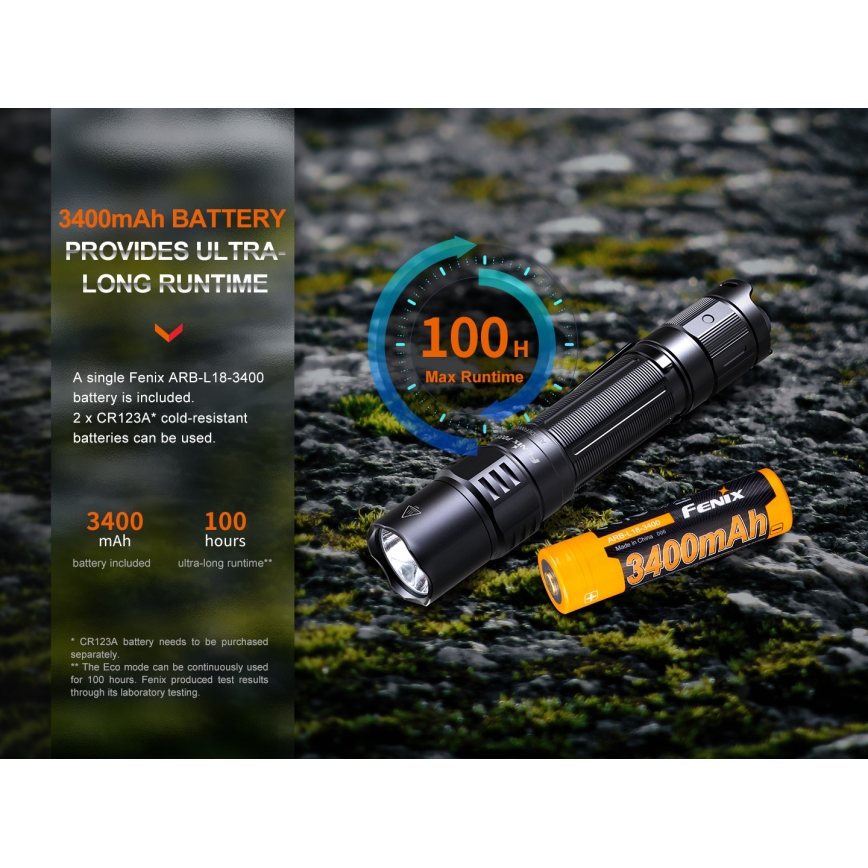 Fenix PD35R - Torcia LED ricaricabile LED/USB/2xCR123A IP68 1700 lm 100 h 3400 mAh