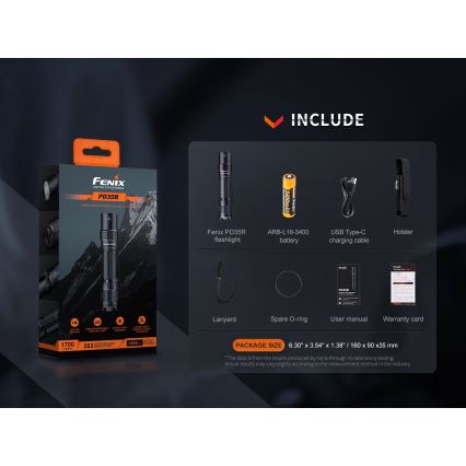 Fenix PD35R - Torcia LED ricaricabile LED/USB/2xCR123A IP68 1700 lm 100 h 3400 mAh