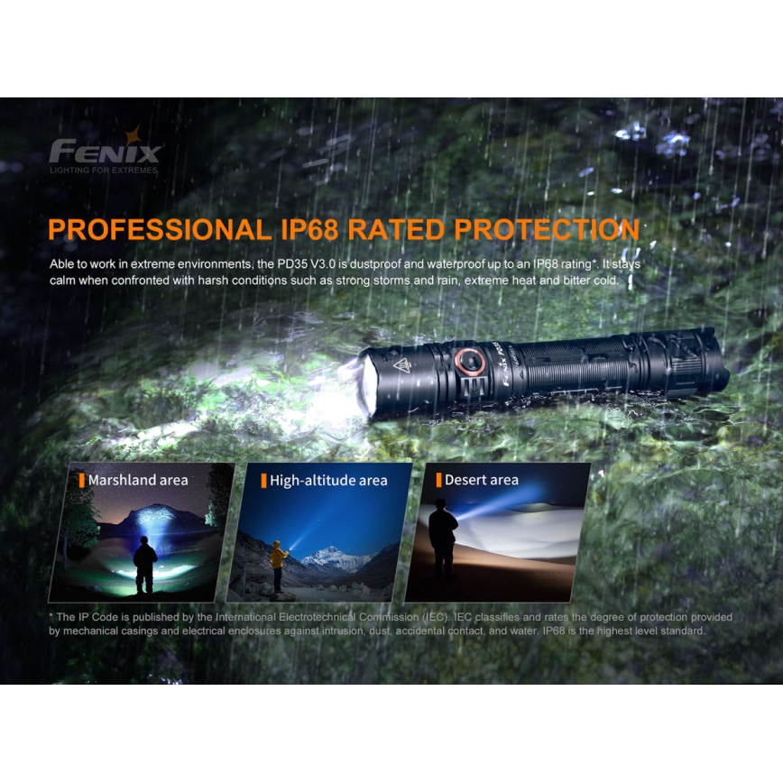 Fenix PD35V30 - Torcia LED ricaricabile LED/USB/2xCR123A IP68 1700 lucente 230 h 2600 mAh
