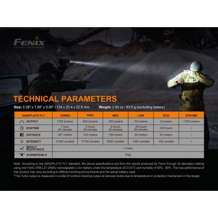 Fenix PD35V30 - Torcia LED ricaricabile LED/USB/2xCR123A IP68 1700 lucente 230 h 2600 mAh
