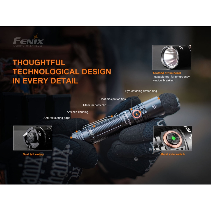 Fenix PD35V30 - Torcia LED ricaricabile LED/USB/2xCR123A IP68 1700 lucente 230 h 2600 mAh